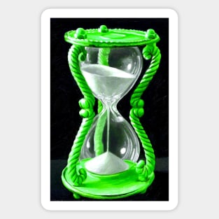 Alchemist style green sand timer hourglass Sticker